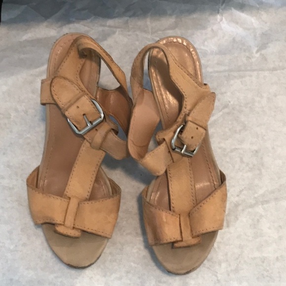 Franco Sarto Cork platforms, tan leather - Picture 1 of 8